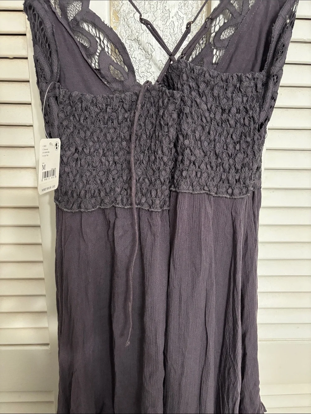 Free people Lace Bodice Spaghetti Strap Midi Dress - Charcoal BRAND NEW WITH TAG
